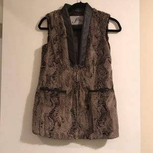 Faux Fur Vest with Leather Trim